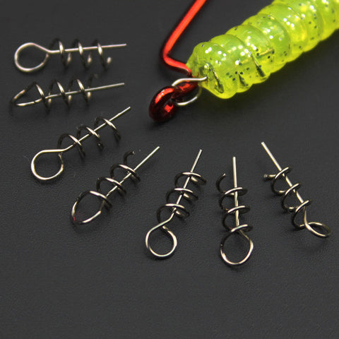 50pcs/lot Soft Bait Spring Lock Pin Crank Hook & Soft Bait Connector - outspace