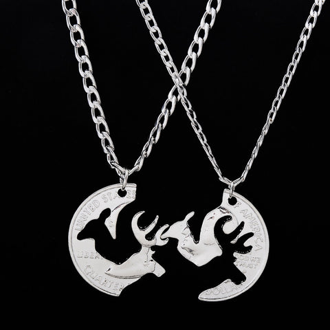 2pcs/set BUCK AND DOE Deer Hunting Necklace Set - outspace