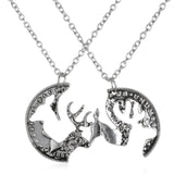 Puzzle necklace engraved boyfriend/girlfriend Deer Head Heart - outspace